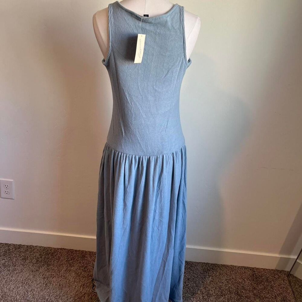 NWT universal threads blue maxi drop waist ribbed dress. Size small. - Picture 3 of 5